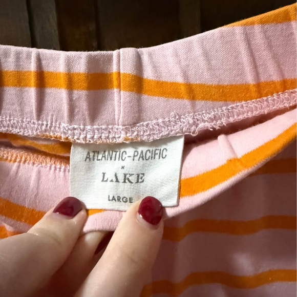 Women's Striped Orange Pajama Set - Picture 2 of 5
